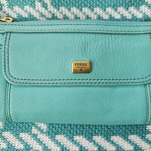 Fossil Turqouise Wallet with Gold Accents